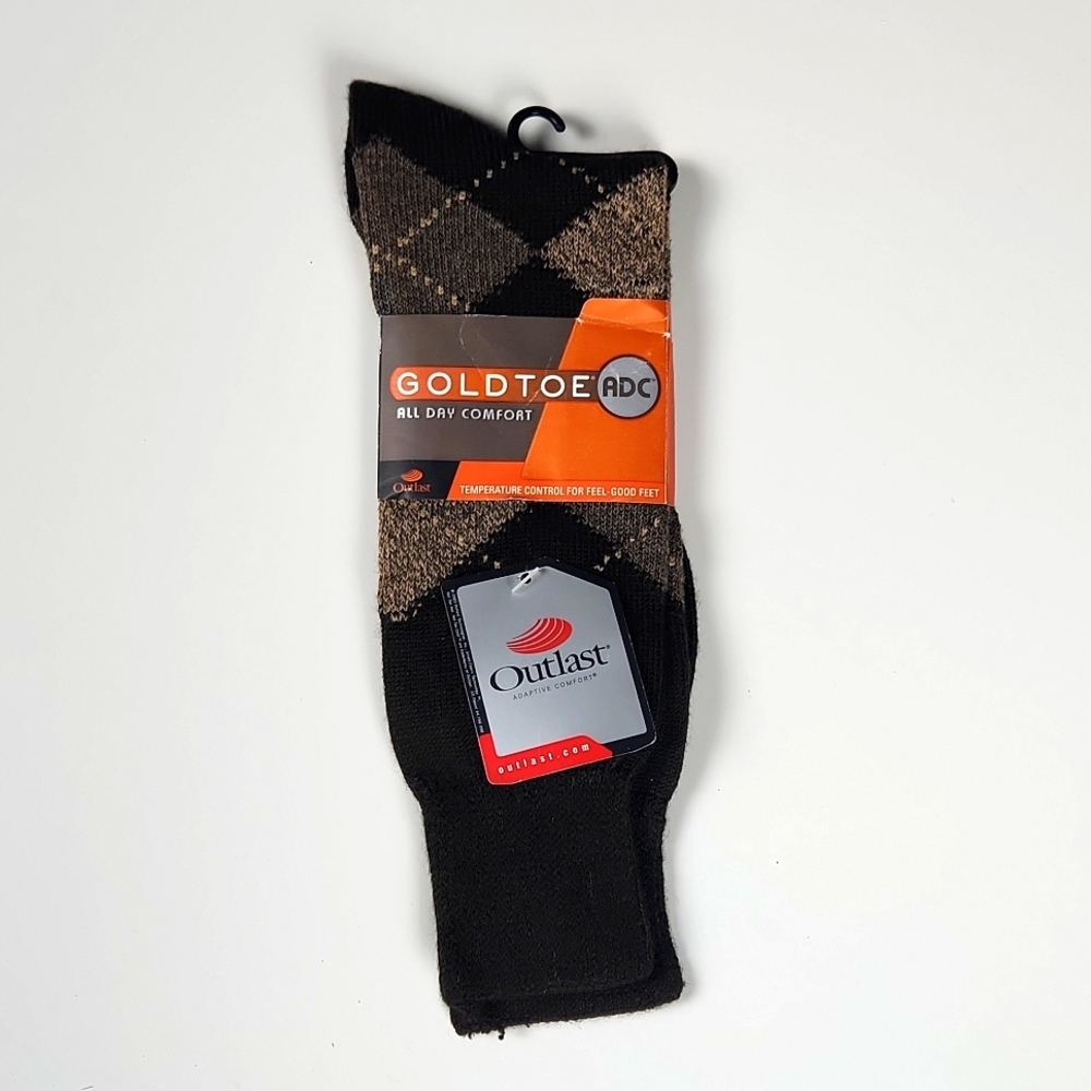 NWT- Gold Toe Outlast - Men's Argyle Dress Socks - Neutral Mix - Sz 10-13